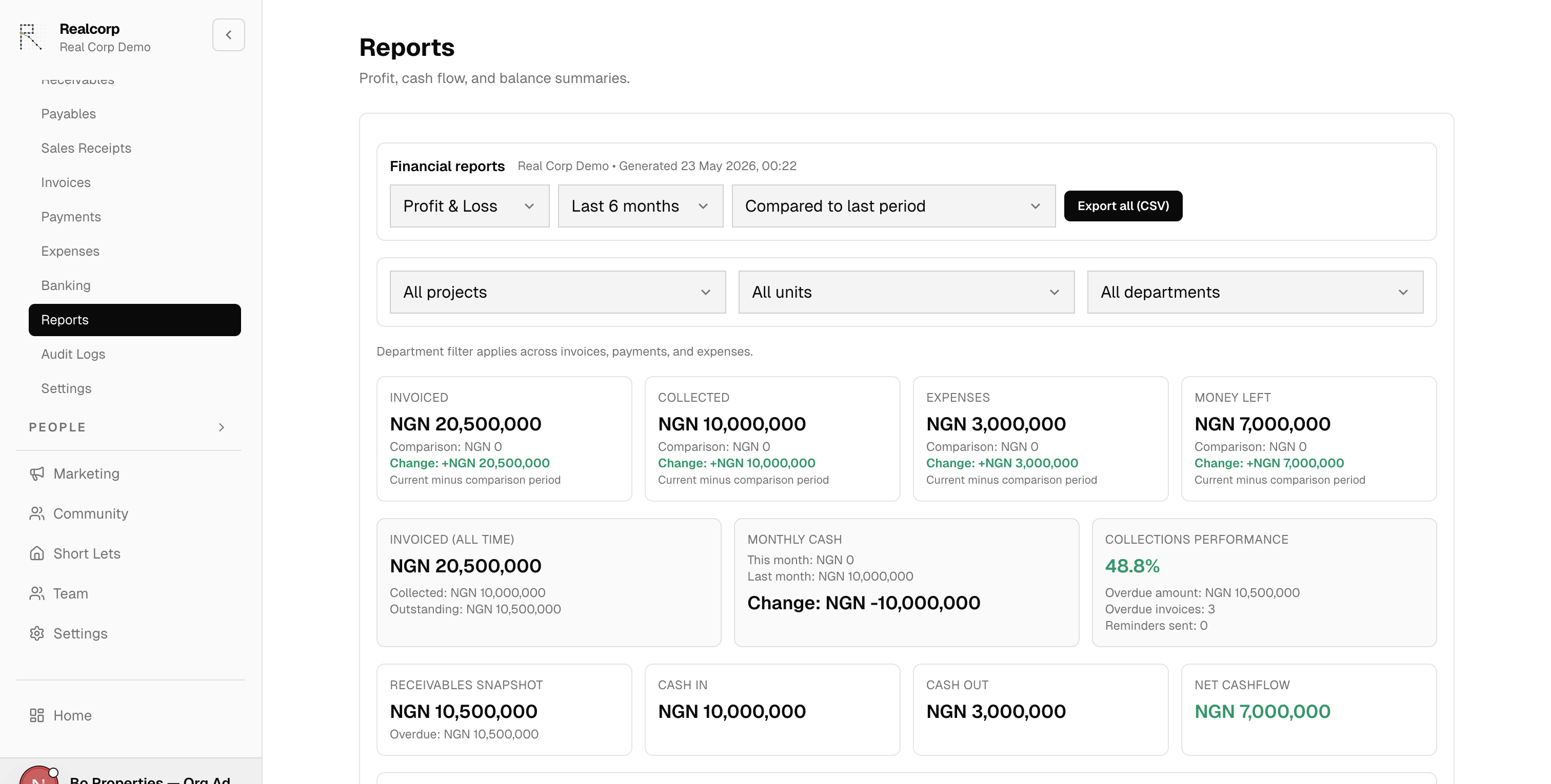 Realcorp sales workspace — Work the pipeline, not the spreadsheet